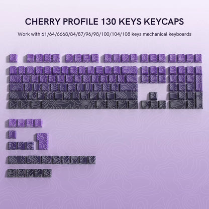 130 Keys Pink Cat Shine through Keycaps Dye Sub Side Print PBT Keycaps Cherry Profile for Cherry Gateron MX Switches Keyboard