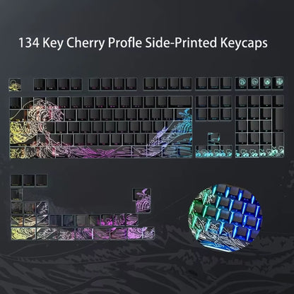 130 Keys Pink Cat Shine through Keycaps Dye Sub Side Print PBT Keycaps Cherry Profile for Cherry Gateron MX Switches Keyboard