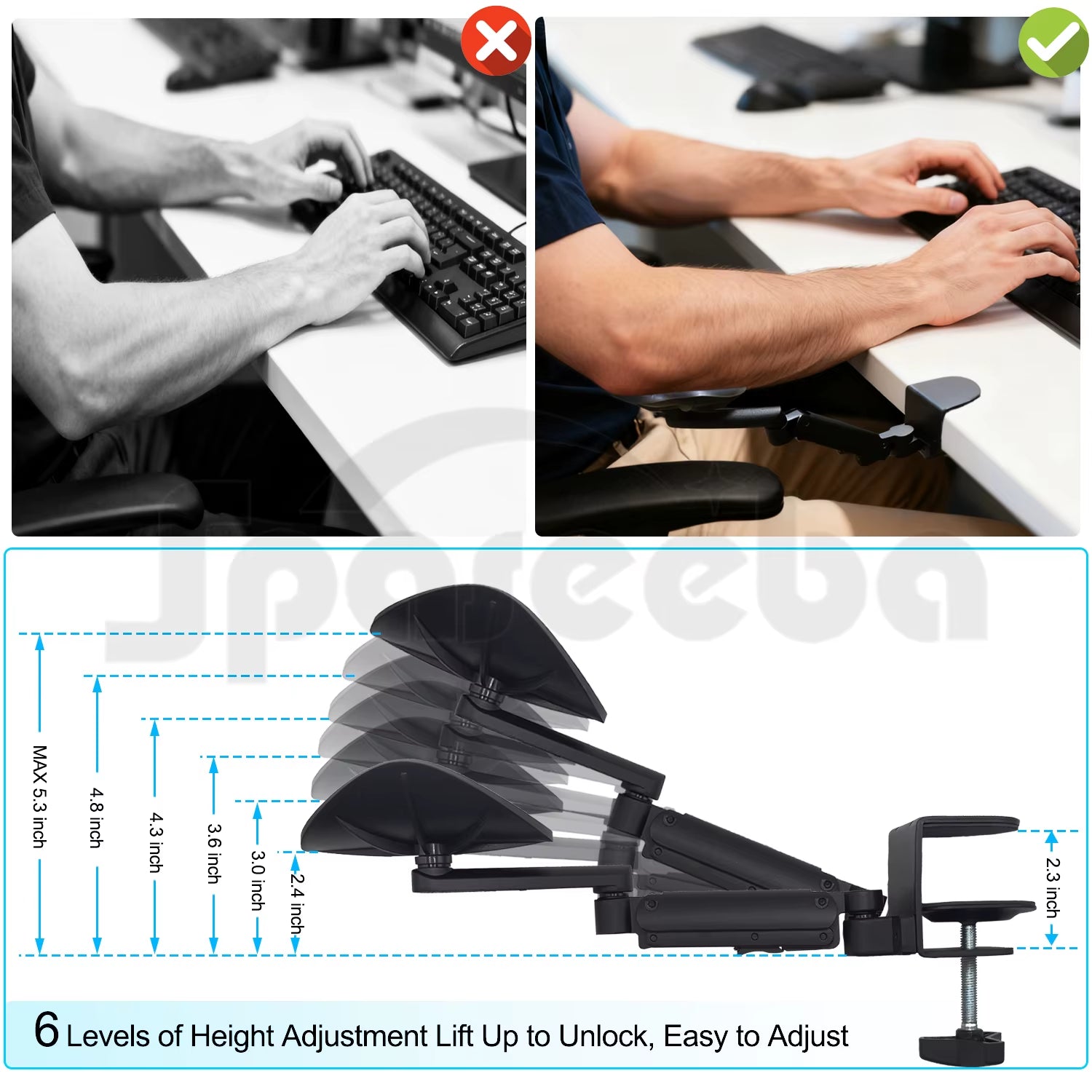 New Metal Ergonomic Arm Rest Wrise Support Computer Home Office Mouse Hand Desk Adjustable Mouse Pad Armrest Bracket Console