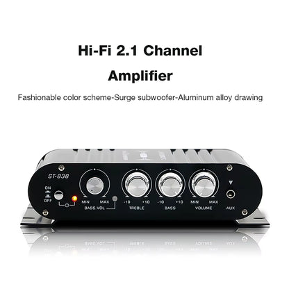 ST-838 Hifi 2.1 Channel Power Amplifier Stereo Bass Sound Amp 80W*2 Subwoofer Audio Amplifier Car MP3 Home Amp Mini Media Player