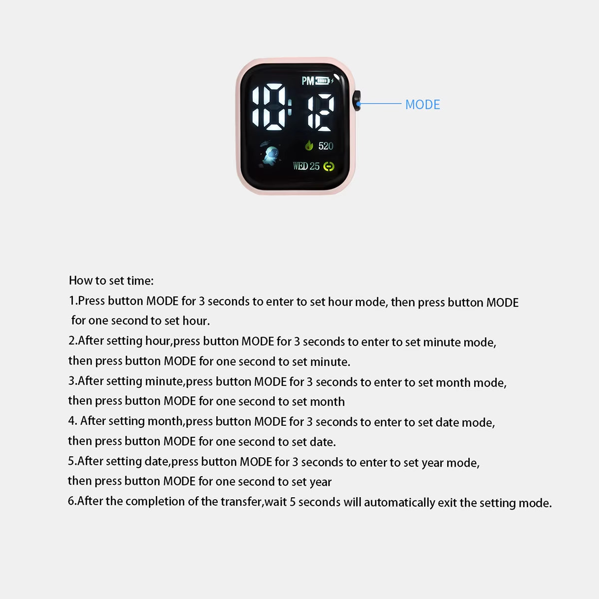 Simple Square Children'S Electronic Watch Astronaut Sports Electronic Watch Student Leisure Electronic Watch